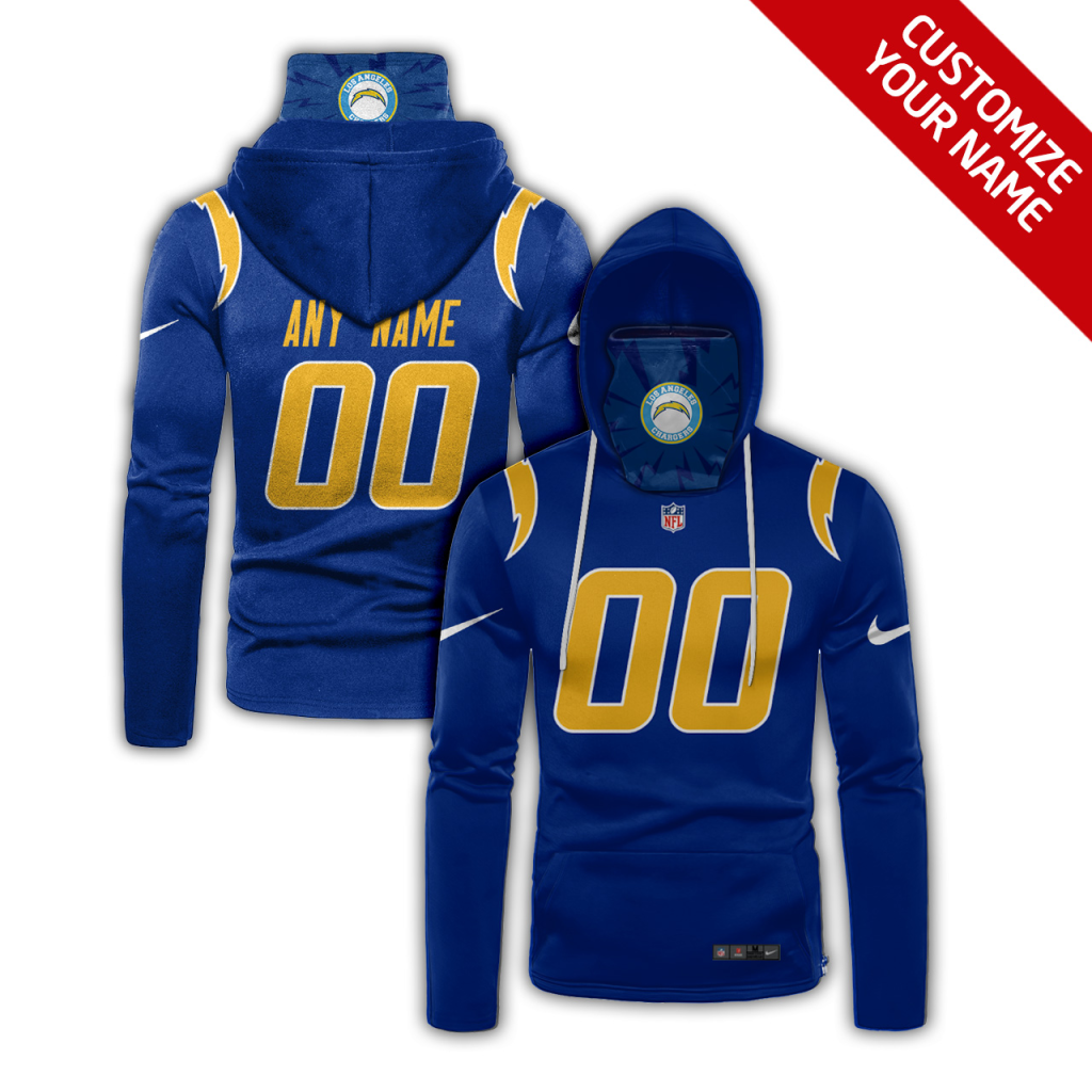 Men's Los Angeles Chargers 2020 Royal Customize Hoodie Mask
